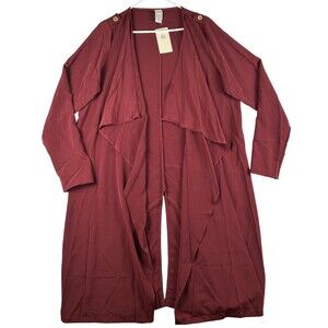 Lilian Coatigan Womens 1X Red Long Open Front Jersey Duster Lightweight